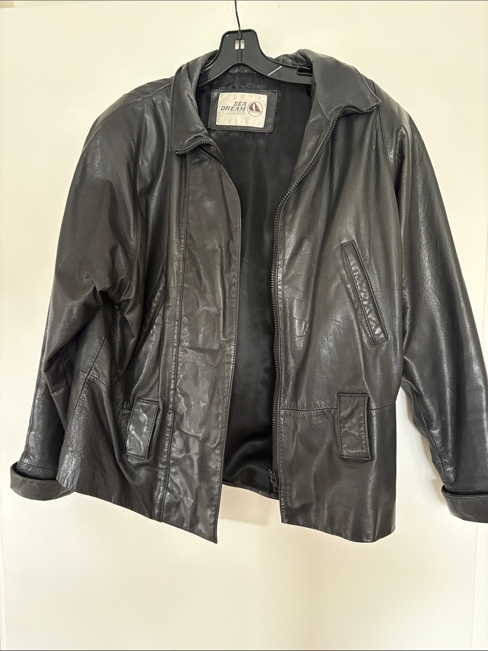 Vintage Women's Black Leather Zip-Front Jacket Sea Dream Leather